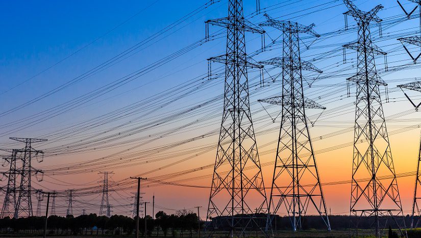 high voltage post,High voltage tower sky sunset background