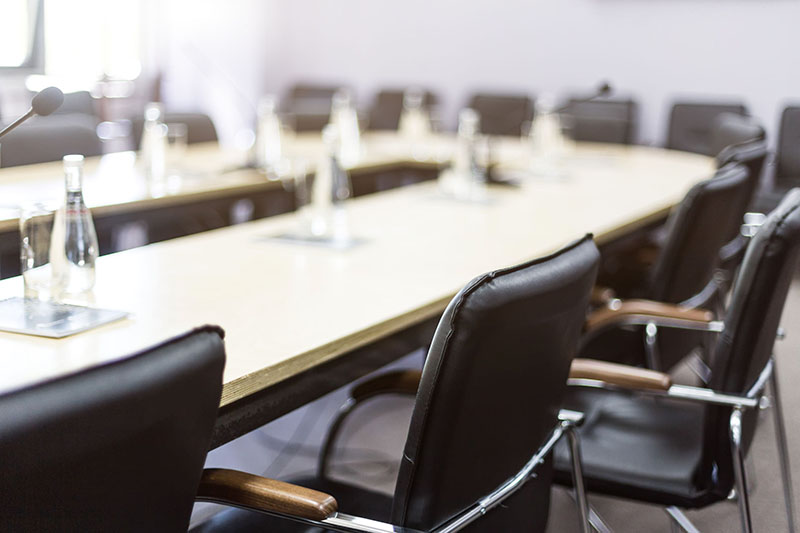 Board room table and chairs